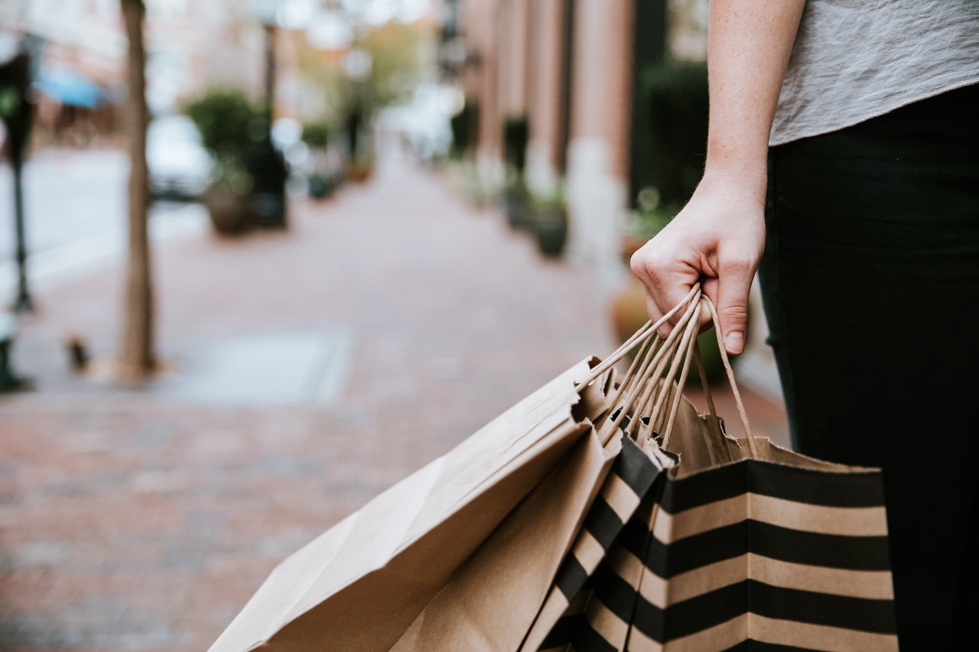 Holding shopping bags