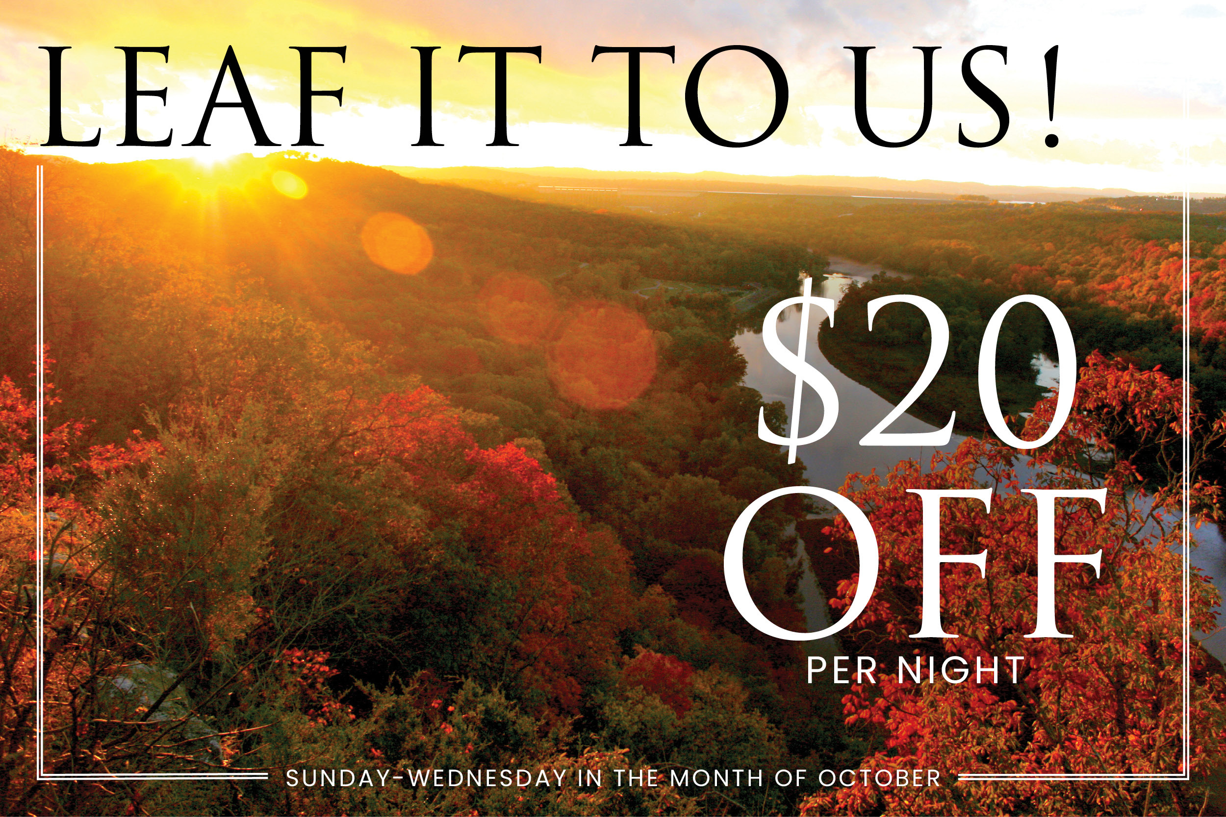 Leaf it to Us! $20 off per night Sunday-Wednesday in October at Hotel Grand Victorian, Branson MO
